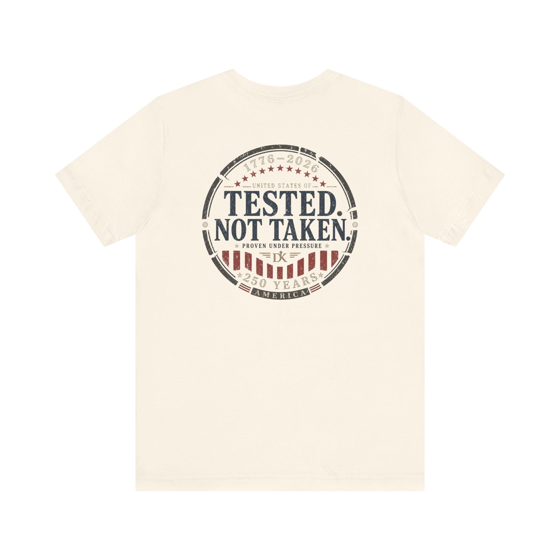 Back of Natural Tested Not Taken Emblem Doxa Kairos™ T-Shirt