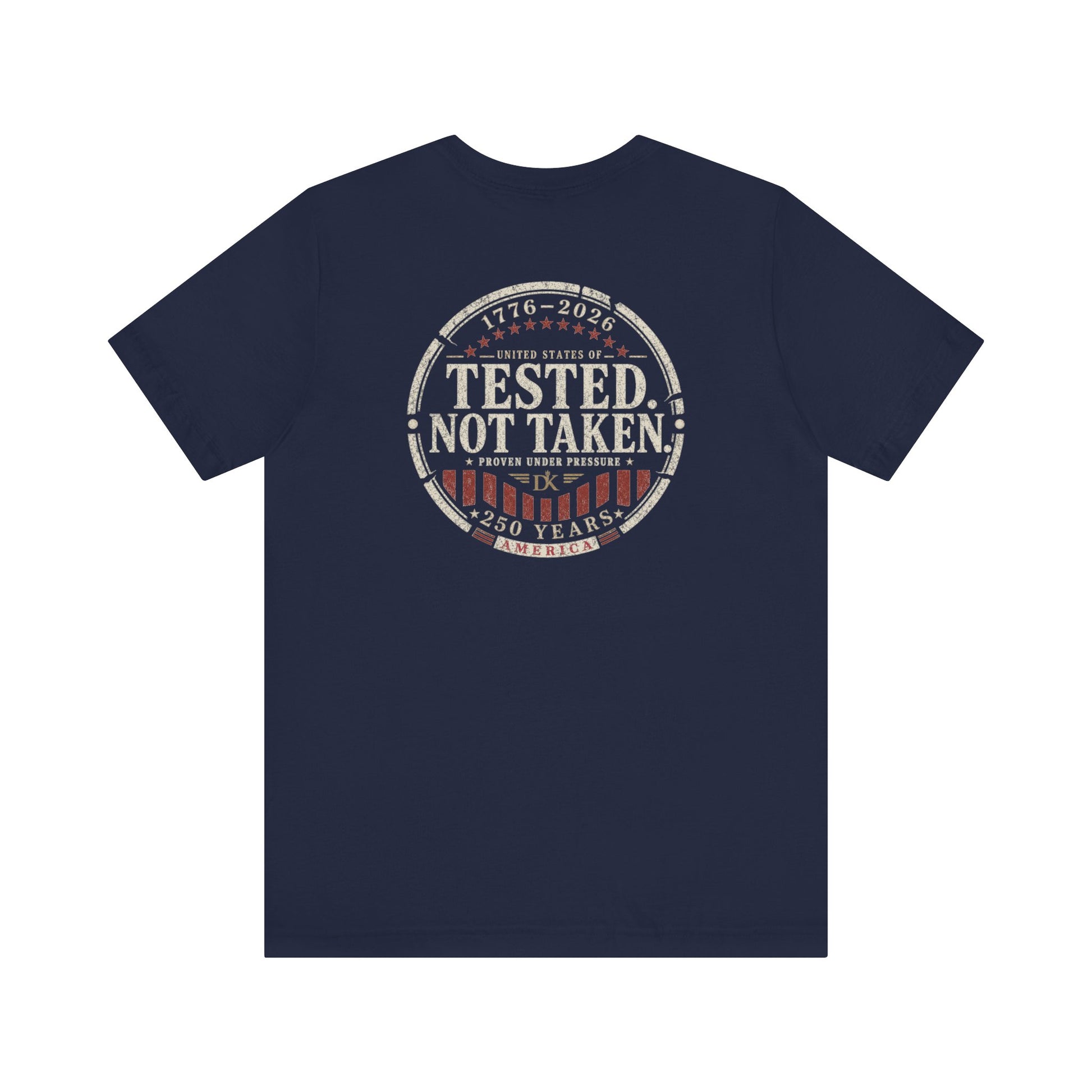 Back of Navy Tested Not Taken Emblem Doxa Kairos™ T-Shirt