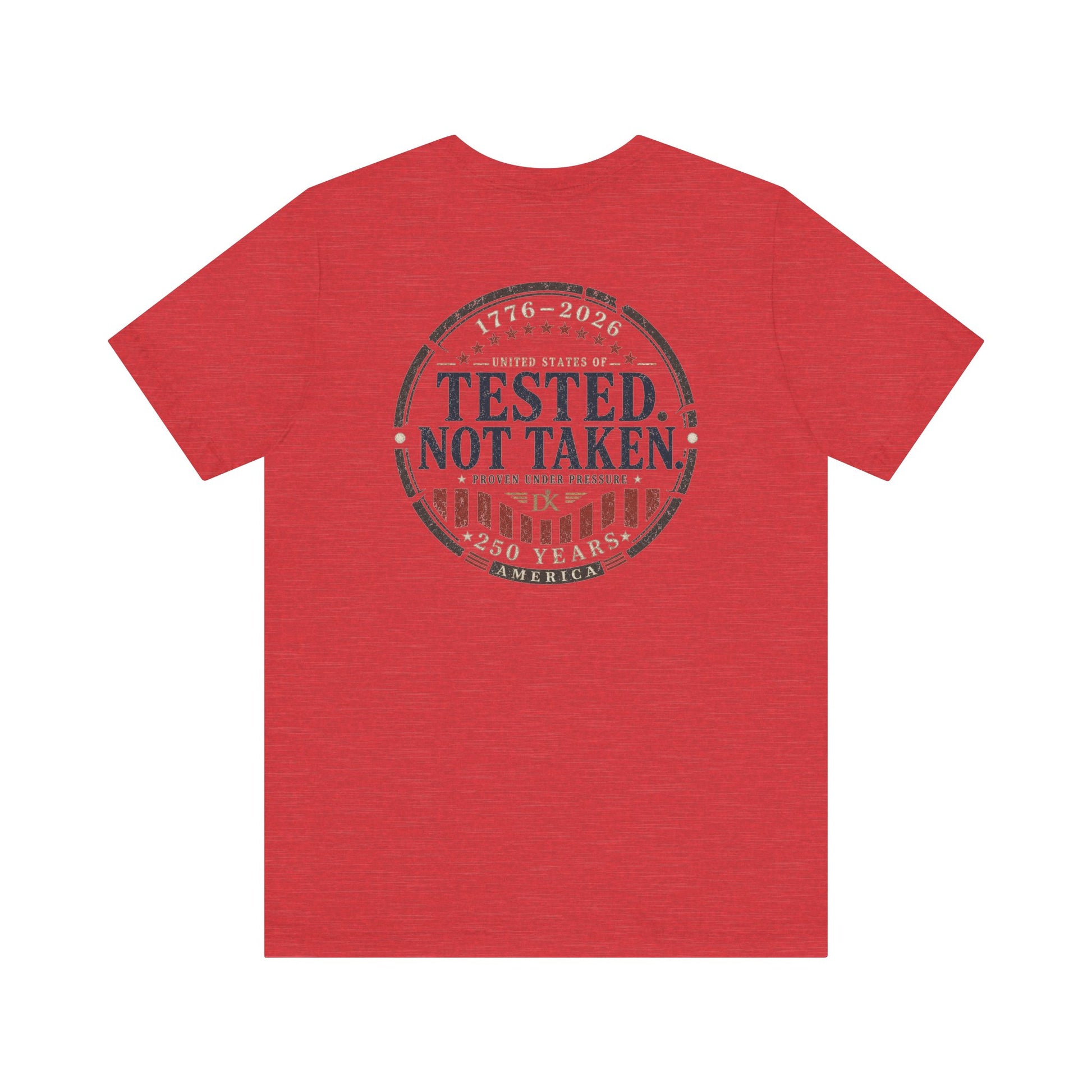 Back of Red Tested Not Taken Emblem Doxa Kairos™ T-Shirt