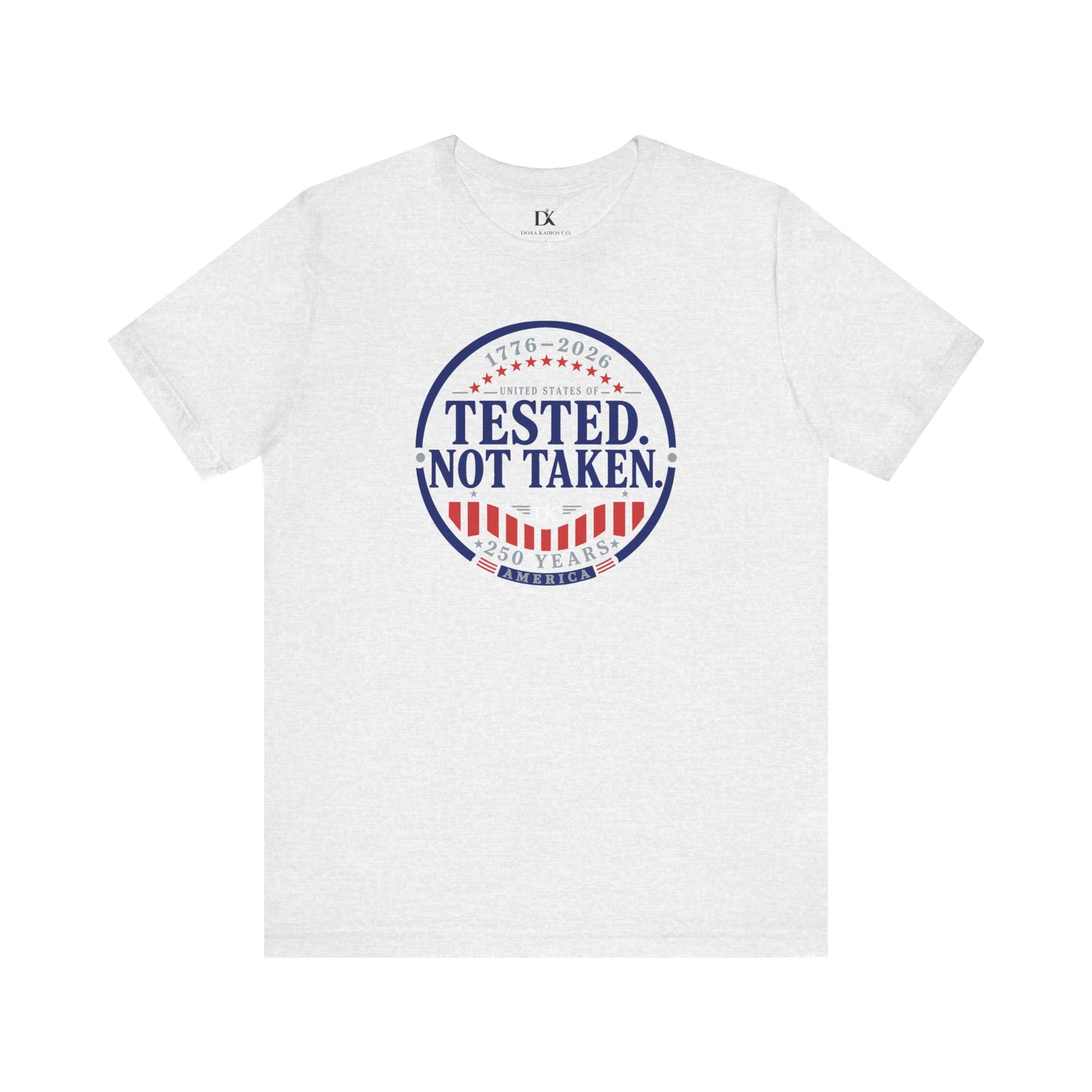 Front of Ash Tested Not Taken Emblem Doxa Kairos™ T-Shirt