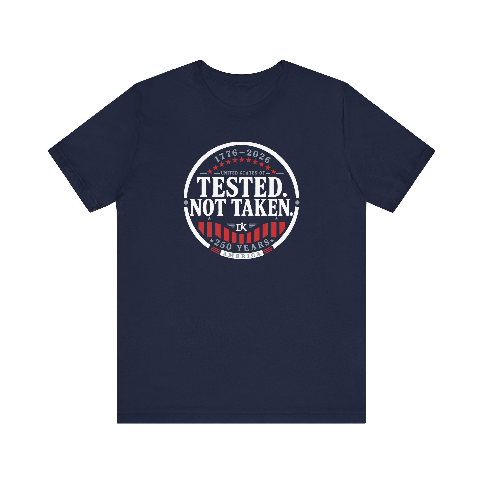 Front of Navy Tested Not Taken Emblem Doxa Kairos™ T-Shirt