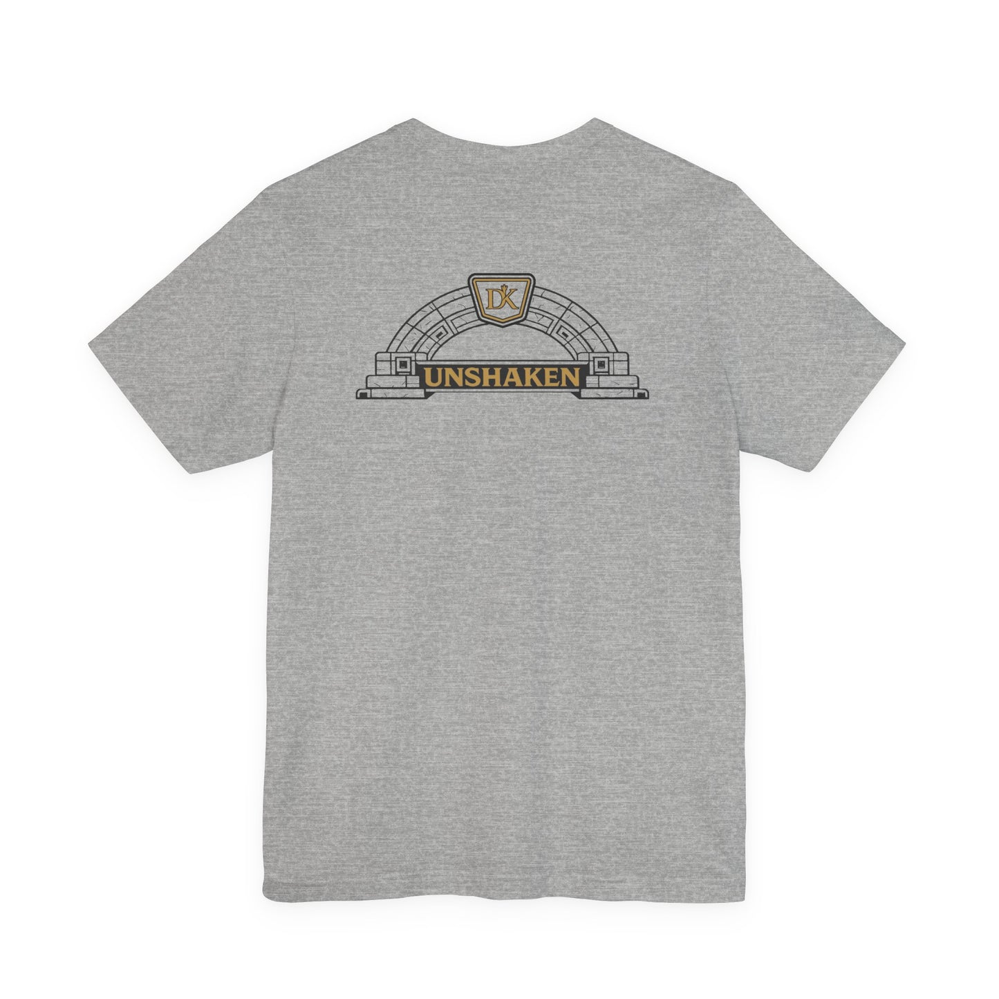 Back of Grey Unshaken Arch Doxa Kairos™ T-Shirt