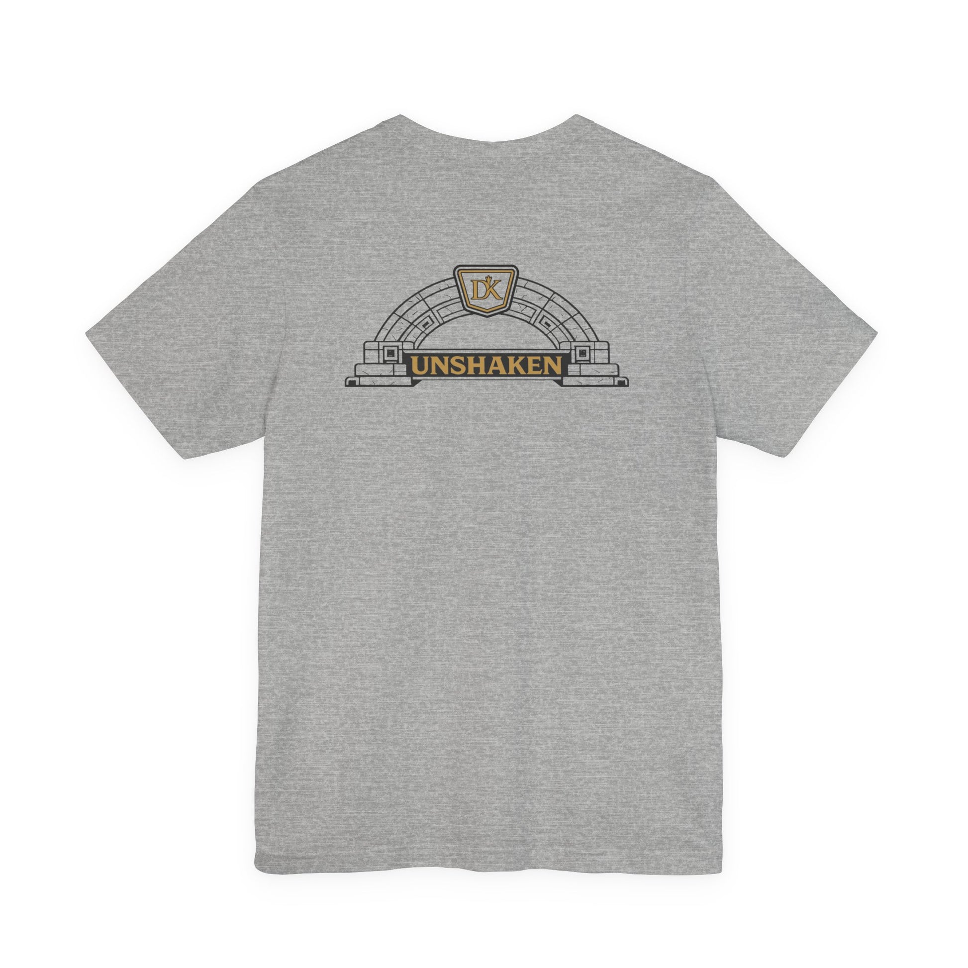 Back of Grey Unshaken Arch Doxa Kairos™ T-Shirt