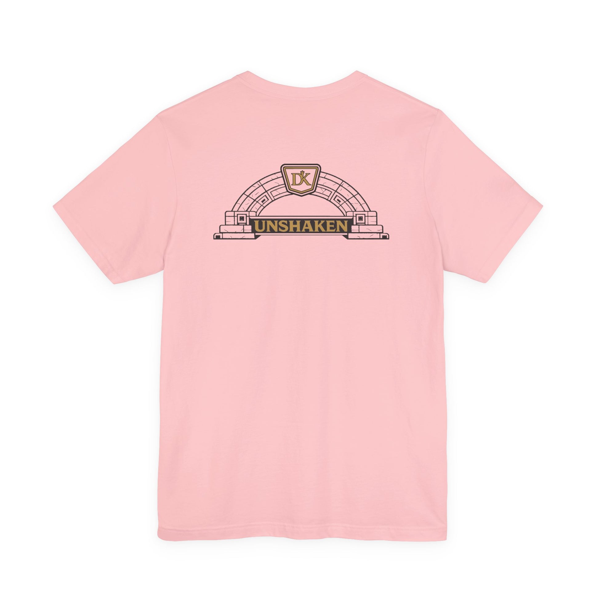 Back of Pink Unshaken Arch Doxa Kairos™ T-Shirt