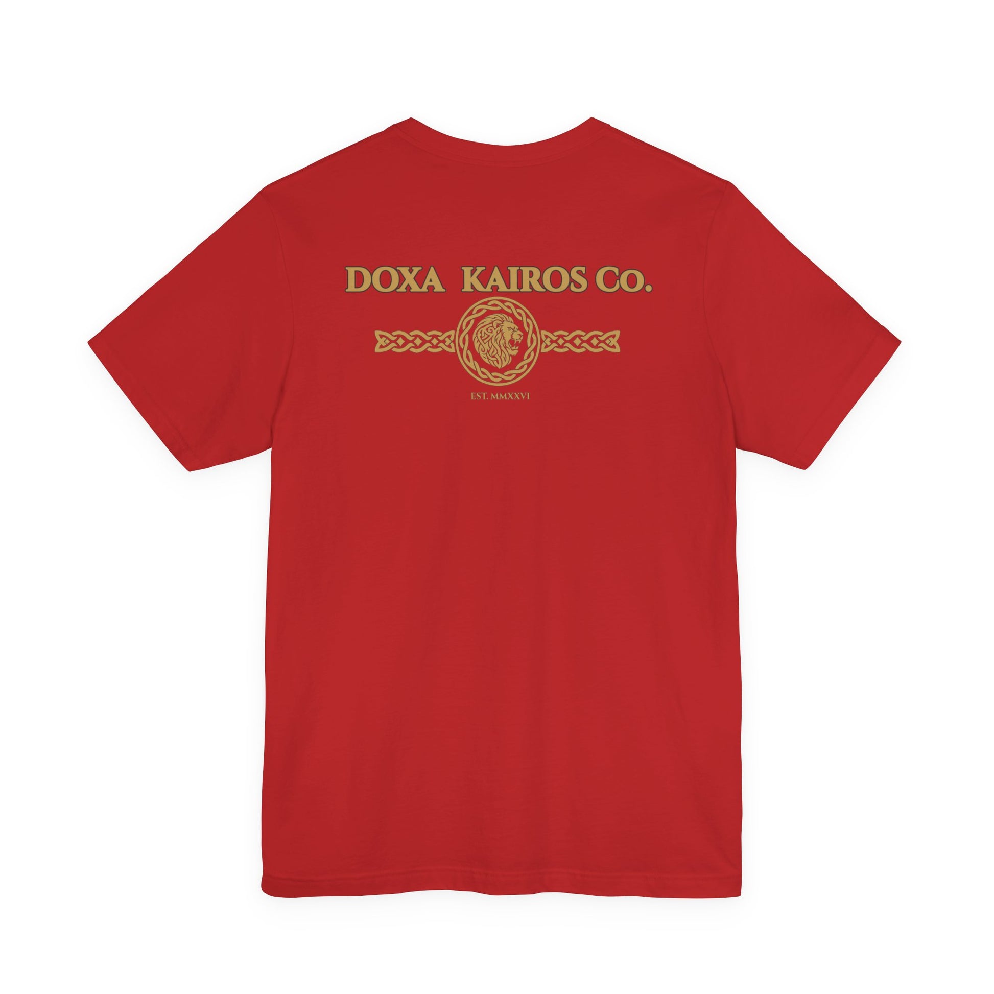 Back of Red Vintage DK Logo Doxa Kairos™ T-Shirt
