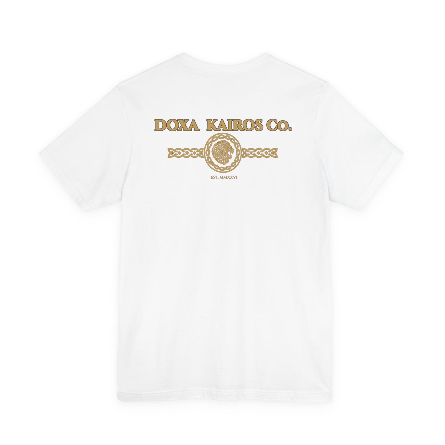 Back of White Vintage DK Logo Doxa Kairos™ T-Shirt