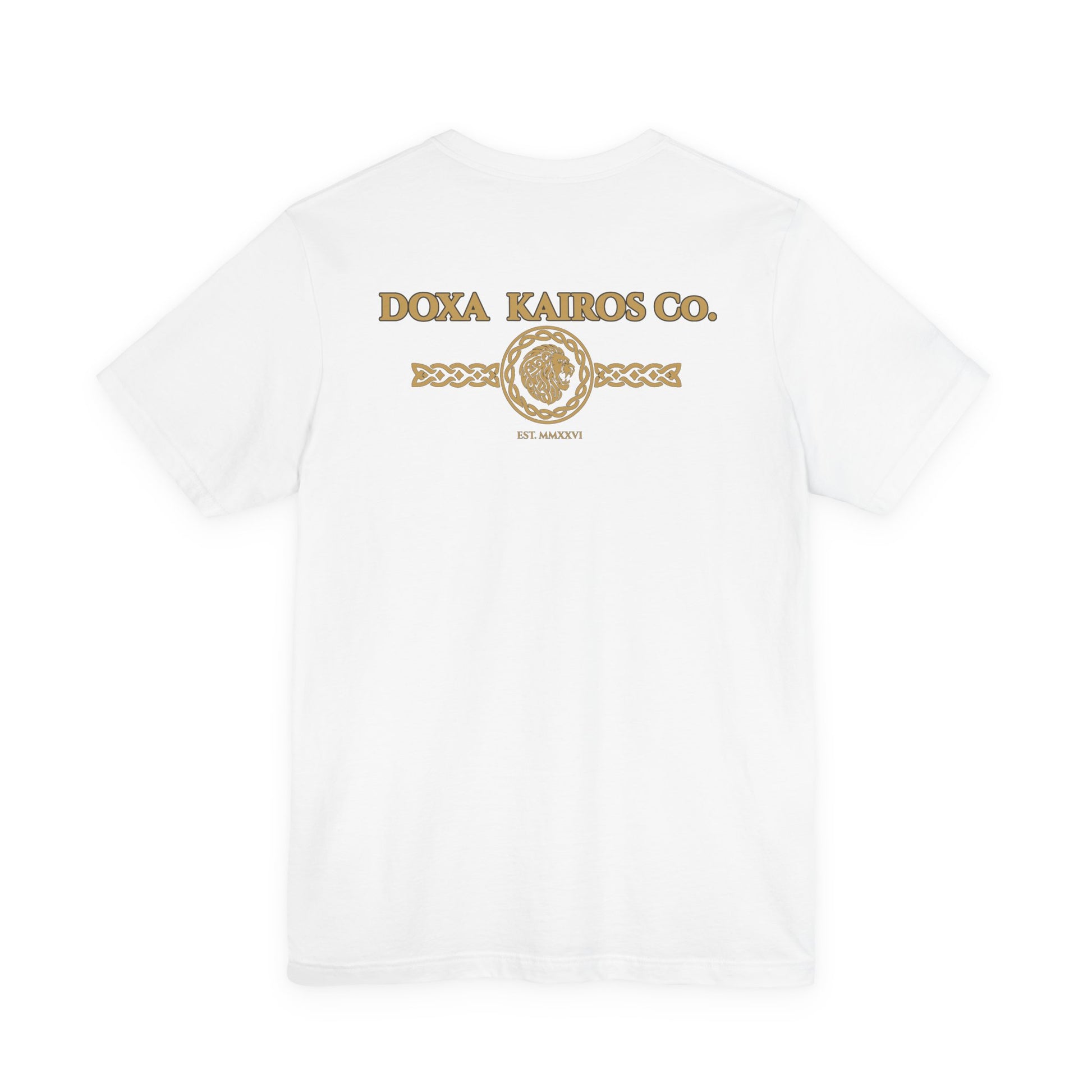 Back of White Vintage DK Logo Doxa Kairos™ T-Shirt