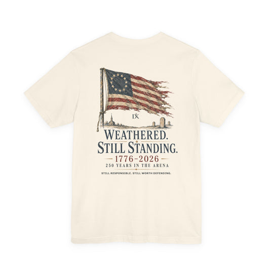 Back of Natural Weathered Still Standing Doxa Kairos™ T-Shirt