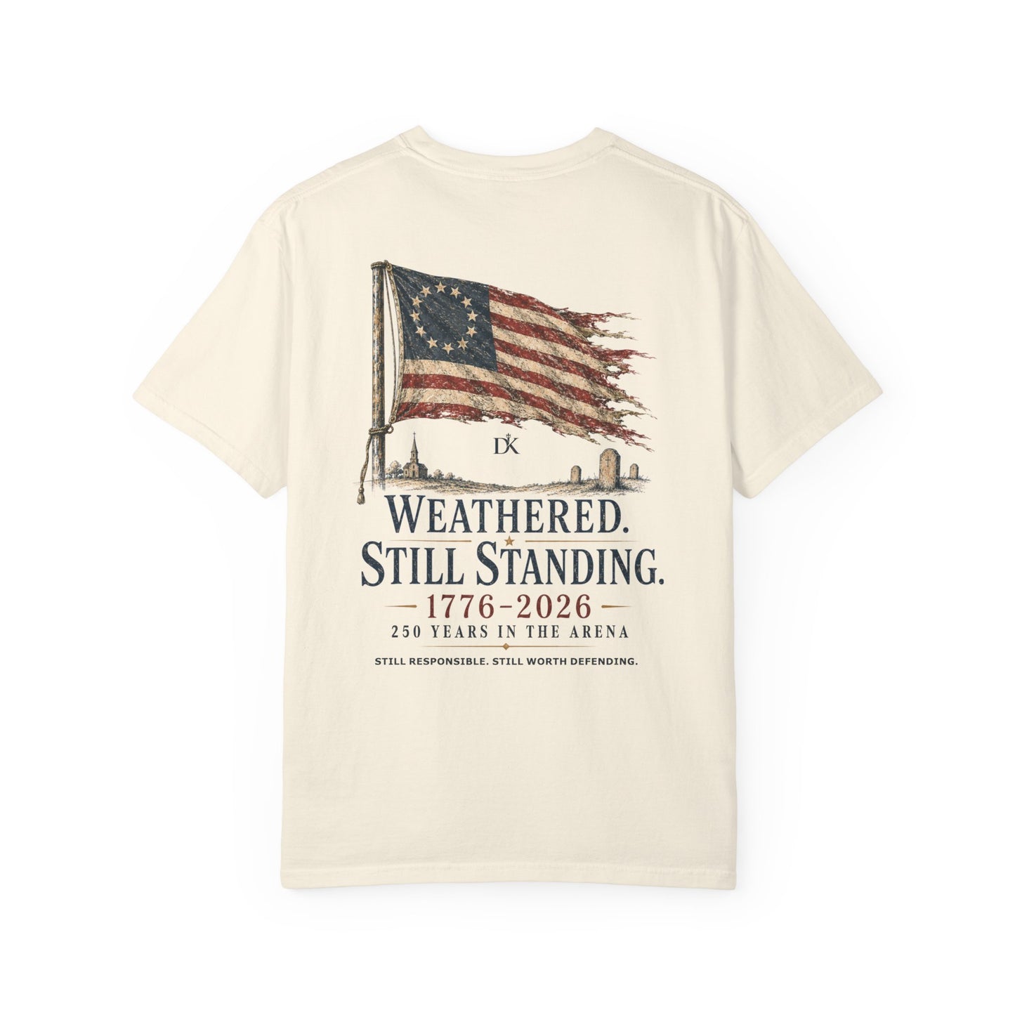 Back of Ivory Weathered Still Standing Kairos™ Signature T-Shirt