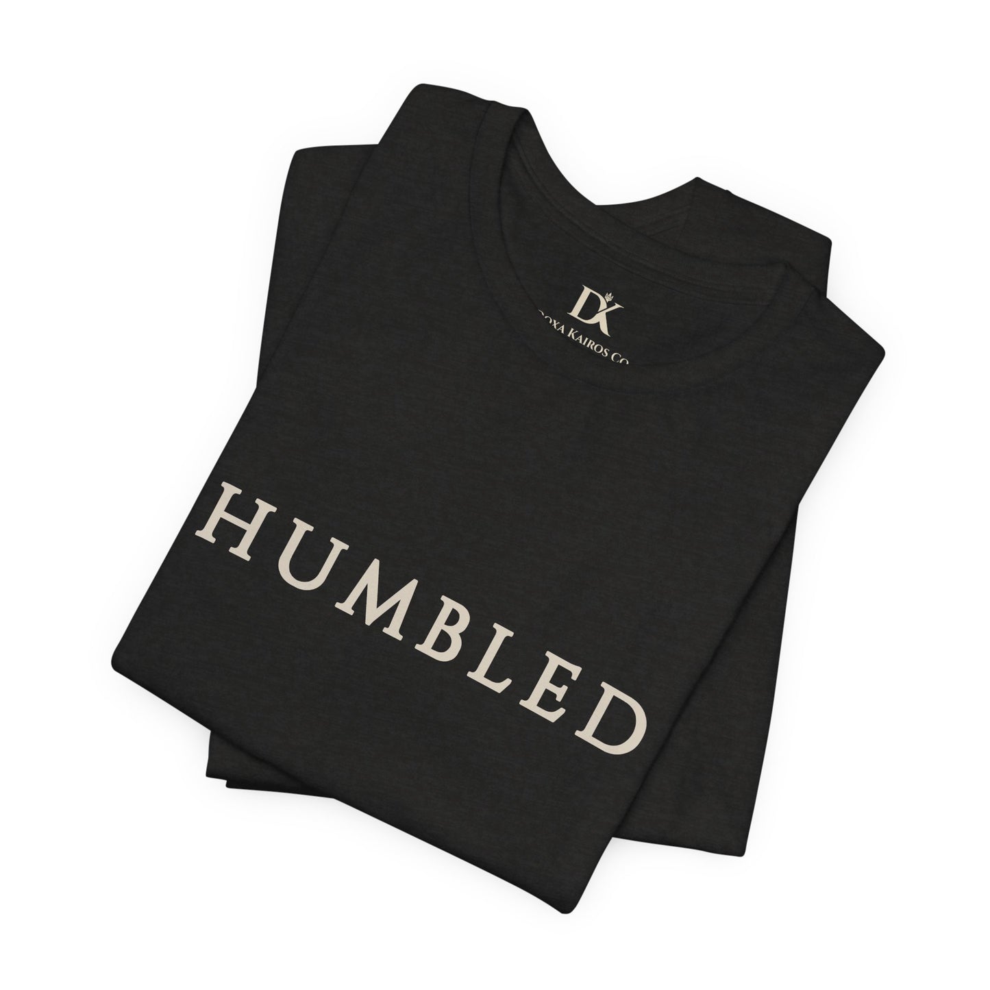 Folded Black Heather Humbled Wordmark  Doxa Kairos™ T-Shirt
