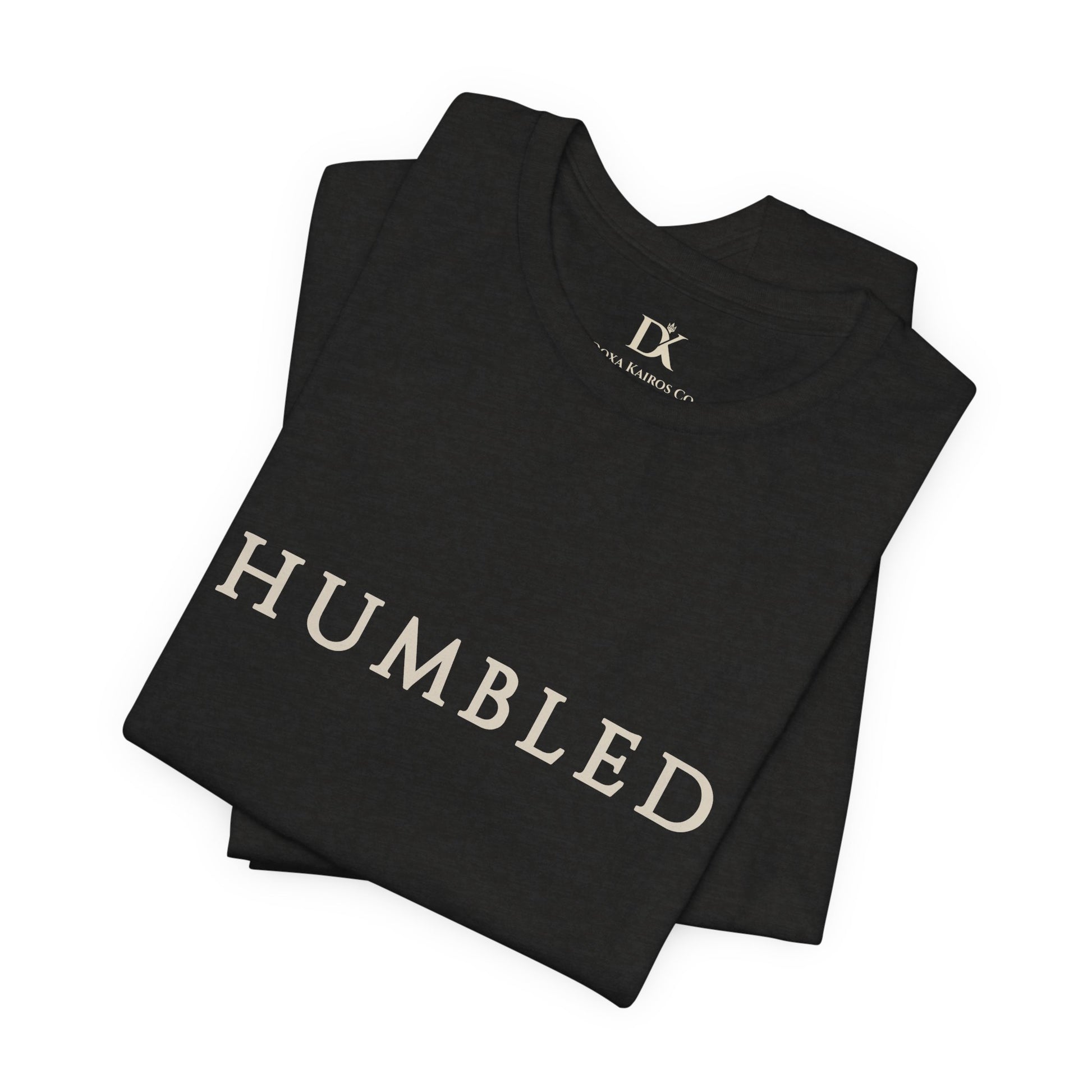 Folded Black Heather Humbled Wordmark  Doxa Kairos™ T-Shirt