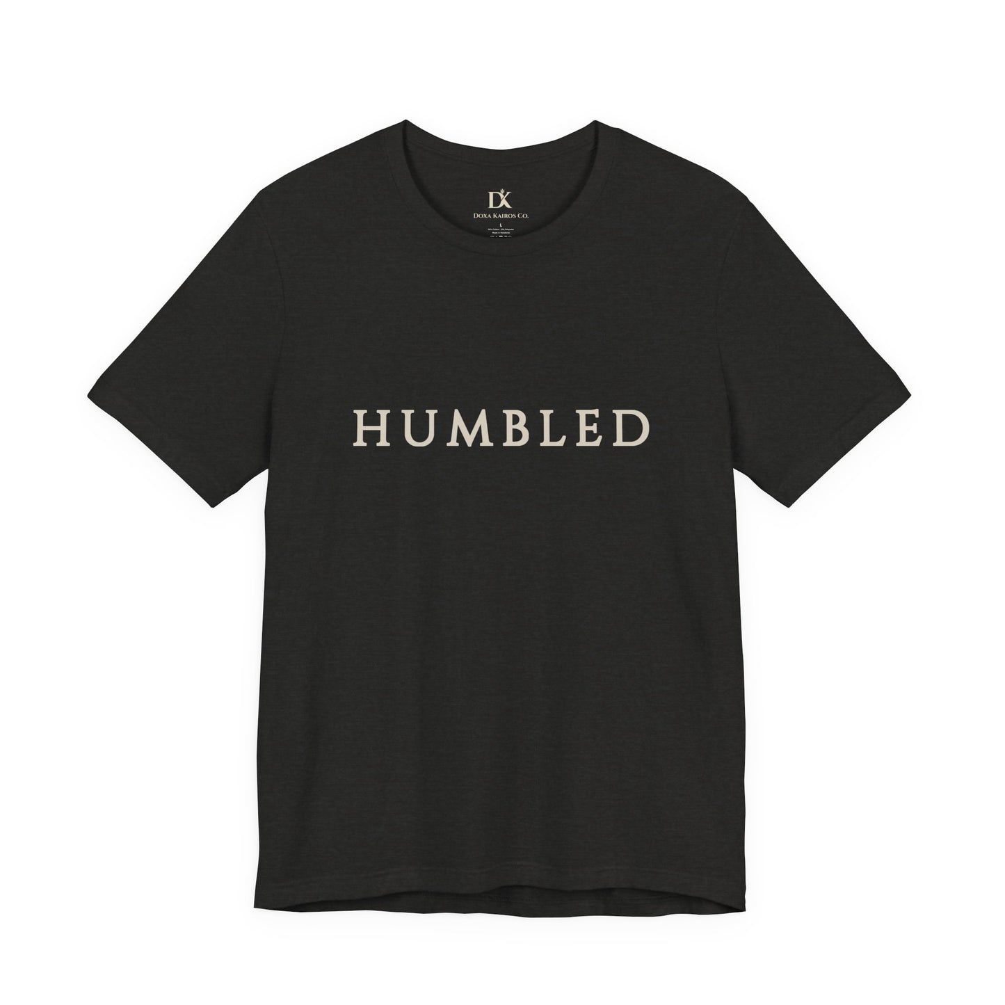 Front of Black Heather Humbled Wordmark  Doxa Kairos™ T-Shirt