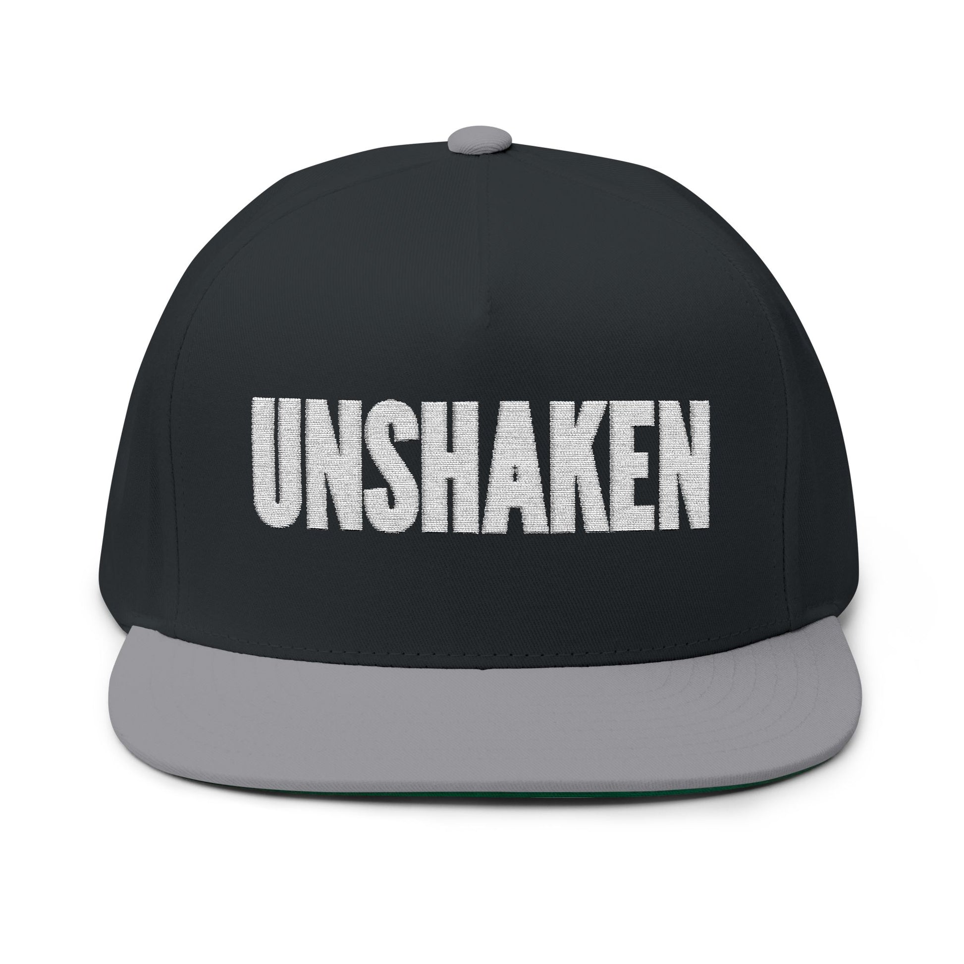 Front of BlackGrey Unshaken  Doxa Kairos™ Hat